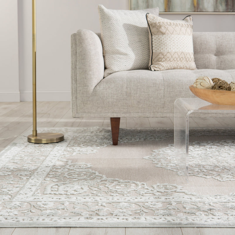 Malo Medallion Gray & White Area Rug