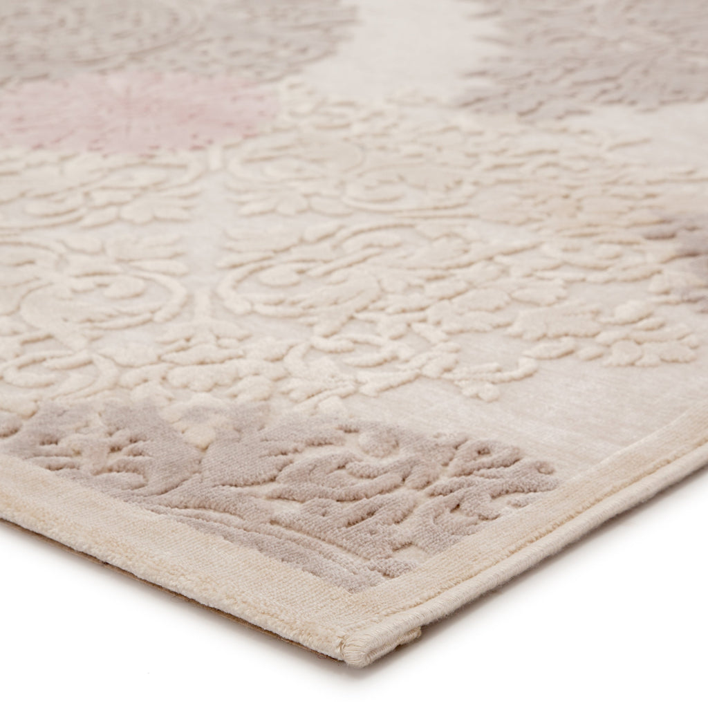 Wistful Damask Ivory & Pink Area Rug