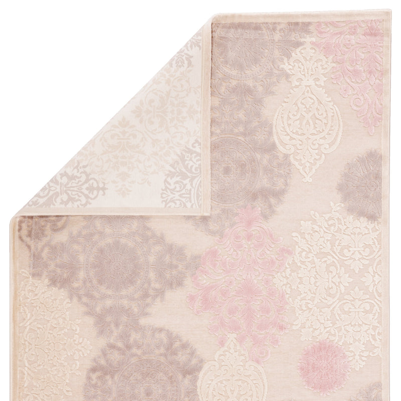 Wistful Damask Ivory & Pink Area Rug