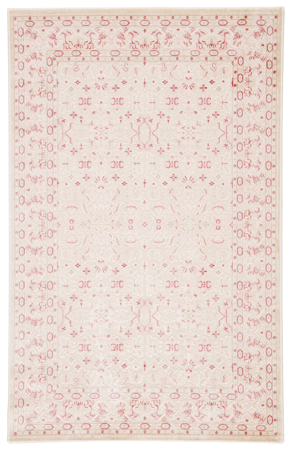 Regal Damask Ivory & Pink Area Rug