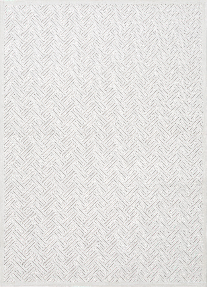 Thatch Geometric White Area Rug