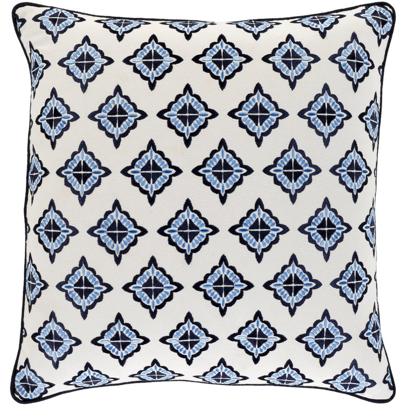 Fenna FEN-001 Woven Pillow in Ivory & Sky Blue by Surya