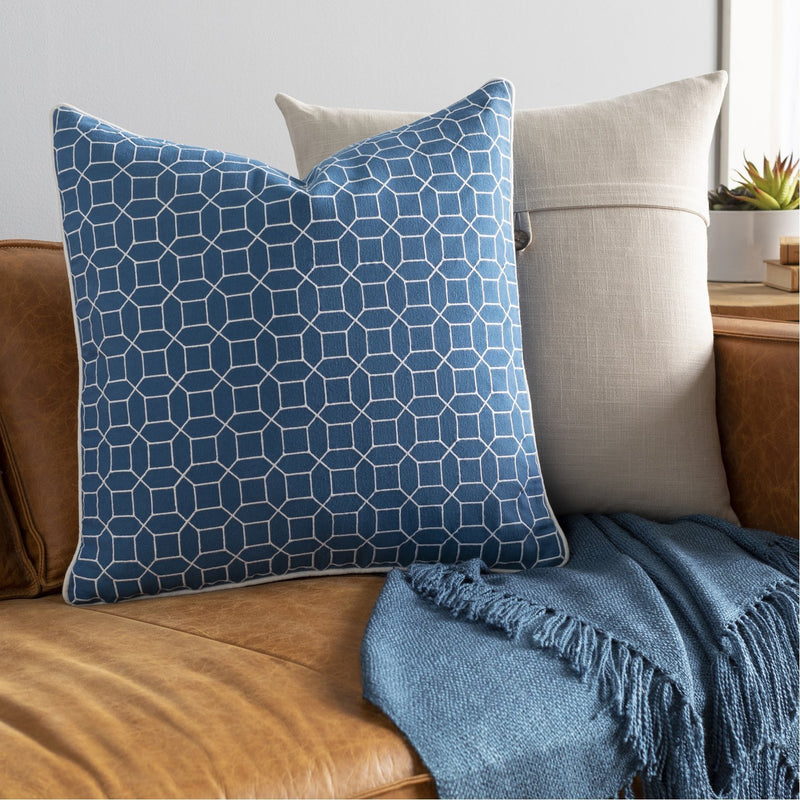 Fenna FEN-002 Woven Pillow in Sky Blue & White by Surya