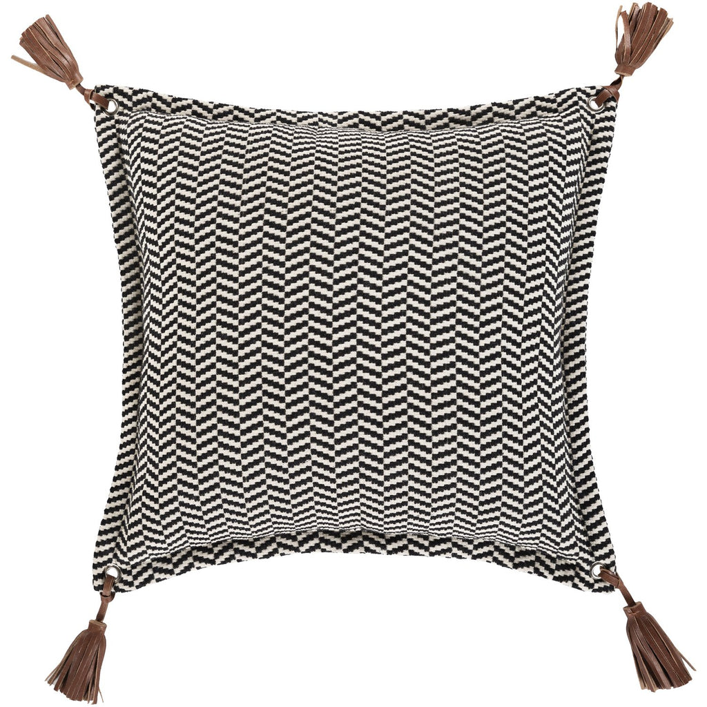 Fiona II FNA-003 Woven Pillow in Black & Beige by Surya