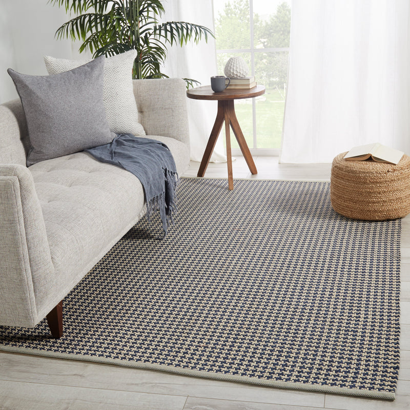 Houndz Indoor/ Outdoor Trellis Dark Blue & Cream Rug