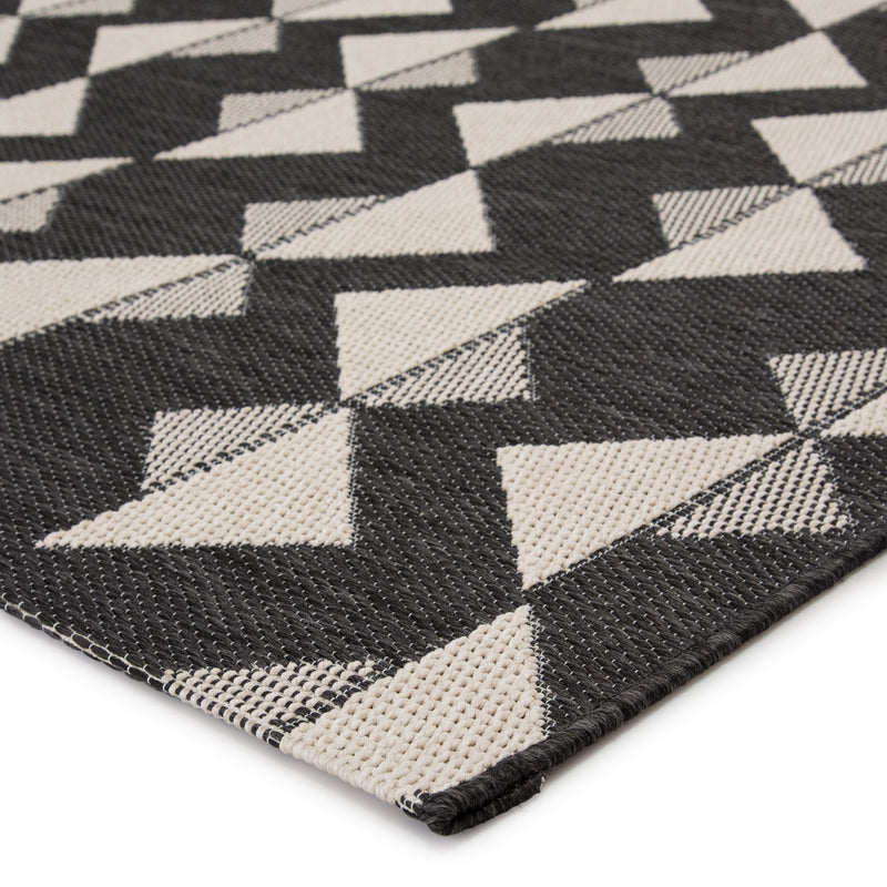 Zemira Indoor/Outdoor Geometric Black & Cream Rug