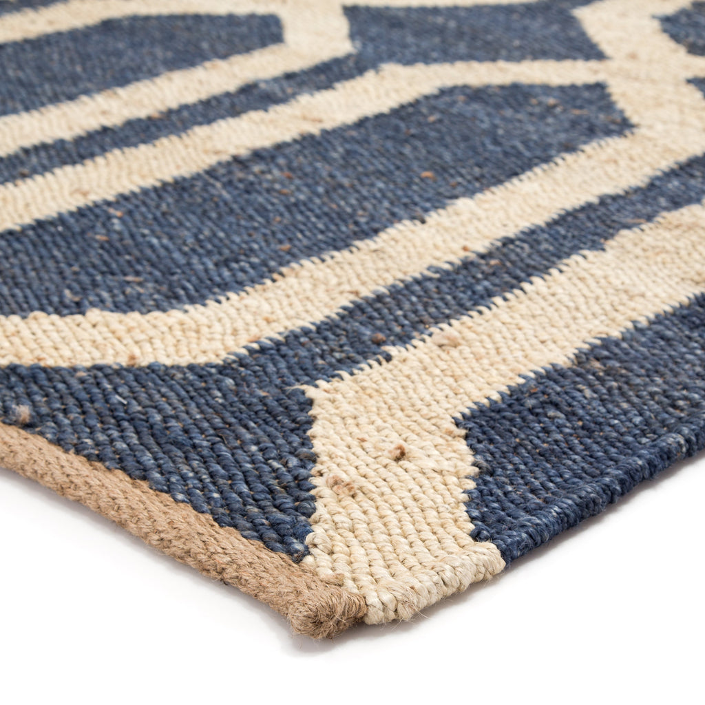 Luxor Natural Trellis Blue & Cream Area Rug