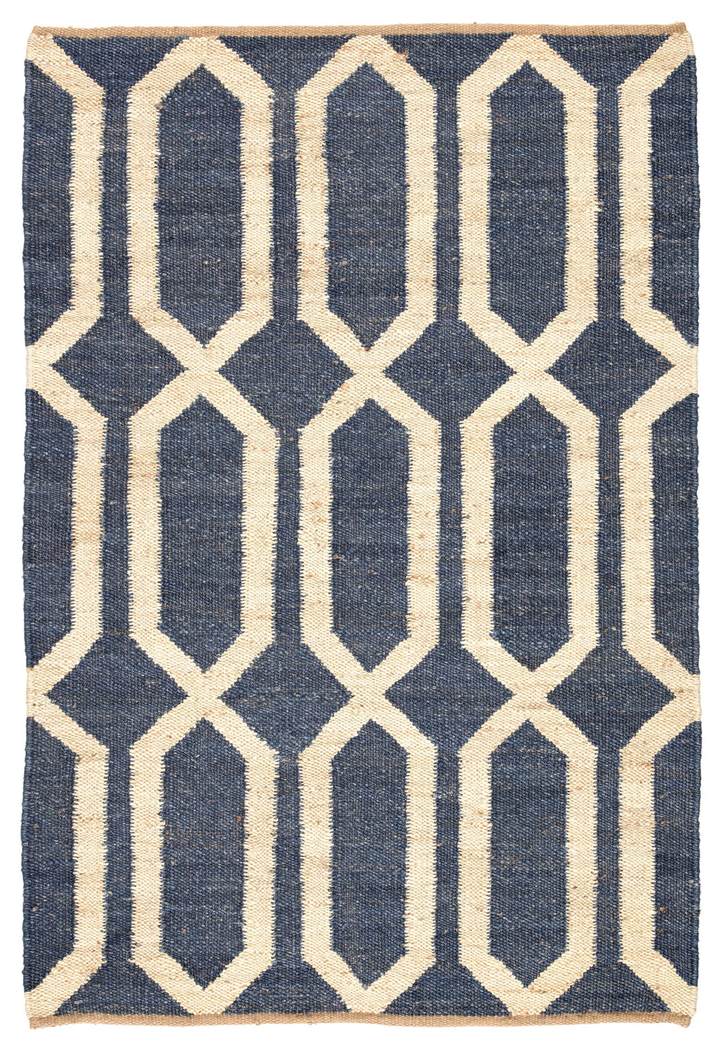 Luxor Natural Trellis Blue & Cream Area Rug