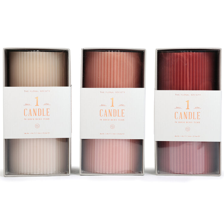 Fancy Pillar Candles in Various Colors