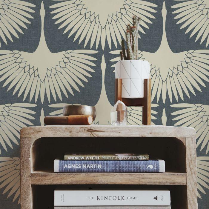 Feather Flock Removable Wallpaper in Denim Blue