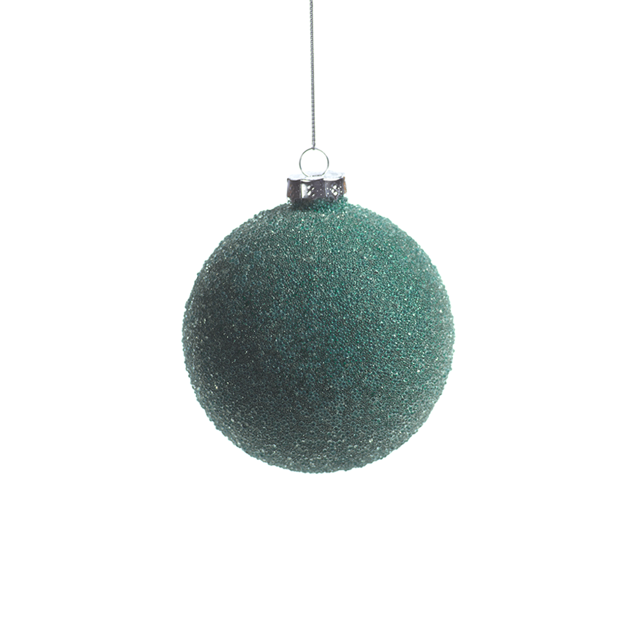 Frosted Green Beaded Christmas Ball Ornament