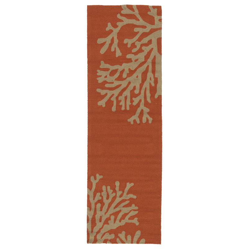 Bough Out Indoor/ Outdoor Floral Orange & Taupe Area Rug