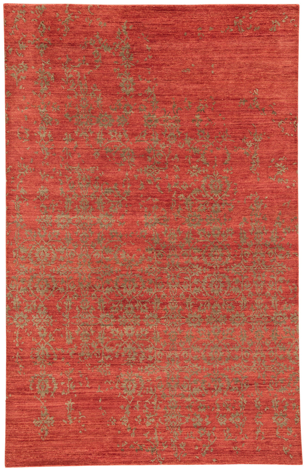 Scroll Damask Rug in Rust & Burnt Olive