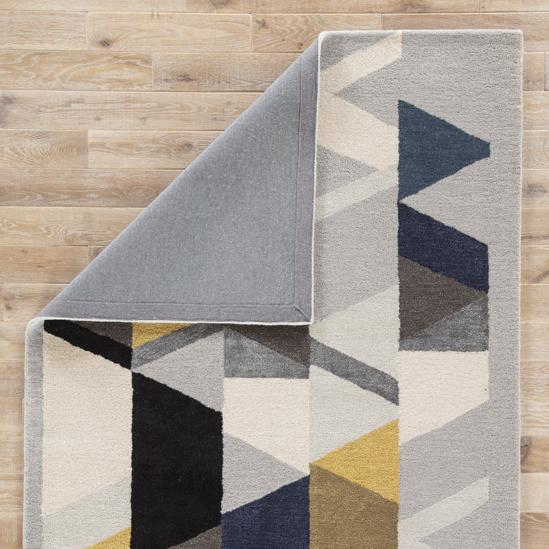 Apex Handmade Geometric Light Gray & Multicolor Area Rug