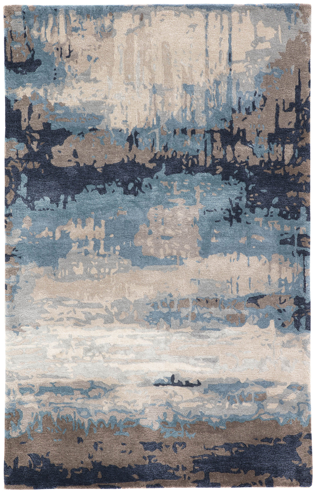 Benna Handmade Abstract Blue & Gray Area Rug