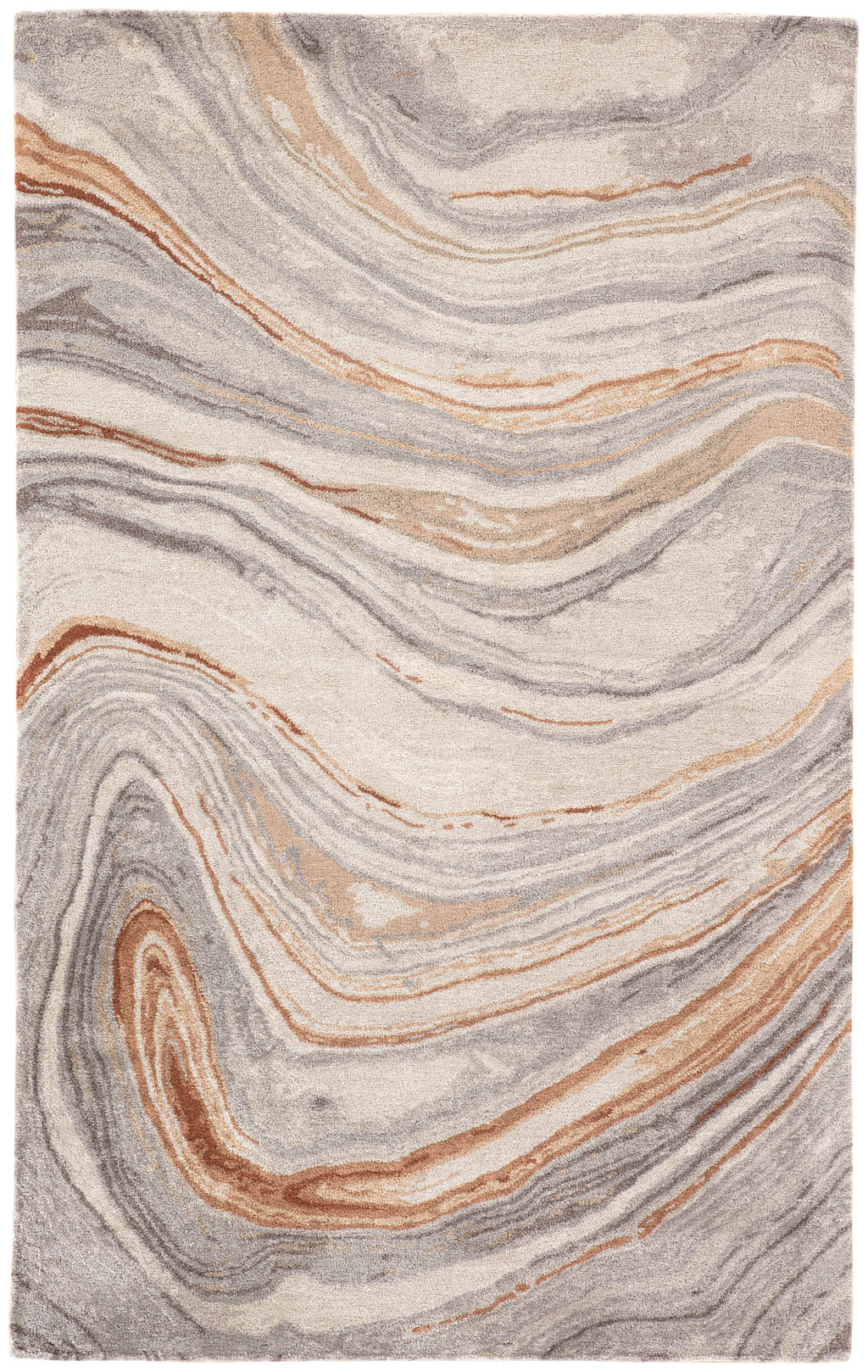 Atha Handmade Abstract Copper & Gray Area Rug