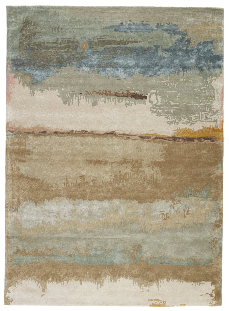 Juna Handmade Abstract Tan & Yellow Area Rug