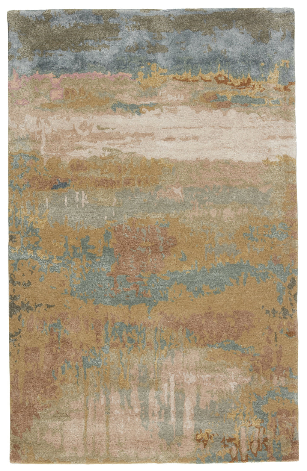 Benna Handmade Abstract Gold & Light Blue Area Rug