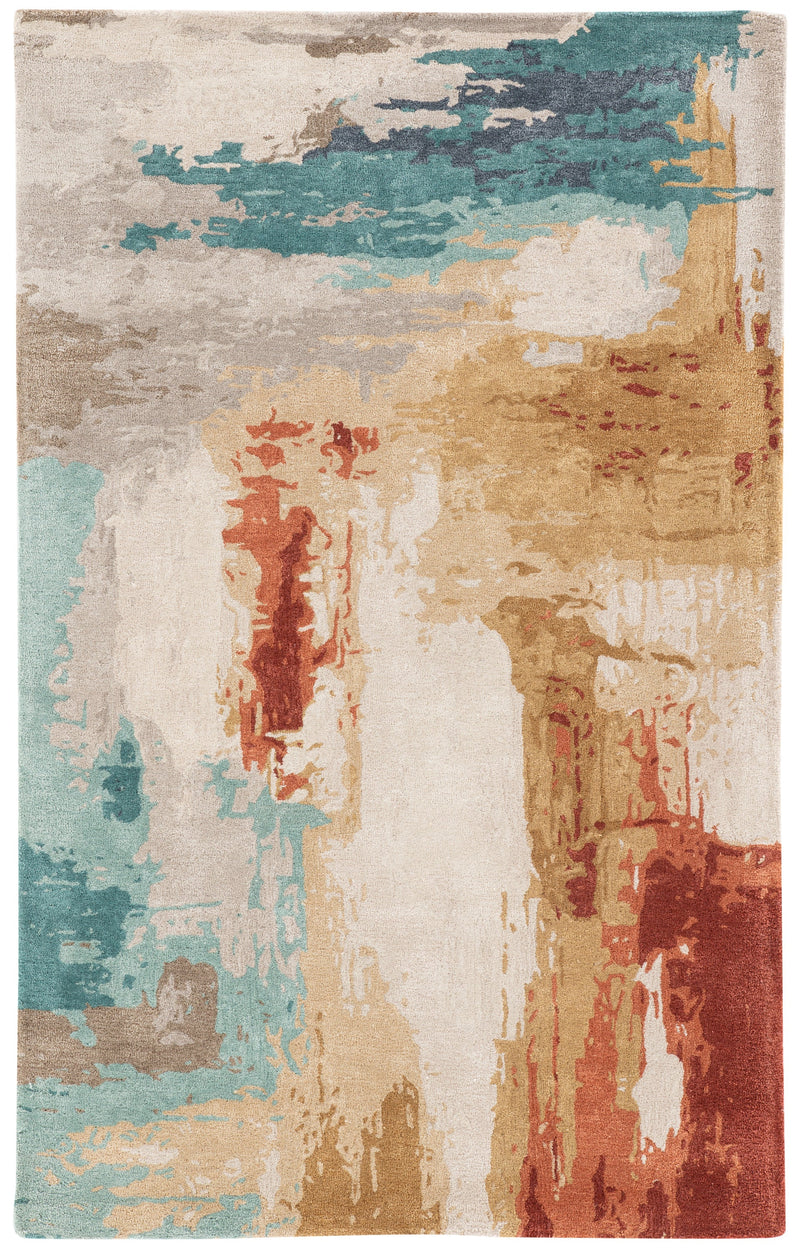 Swisher Handmade Abstract Blue & Red Area Rug