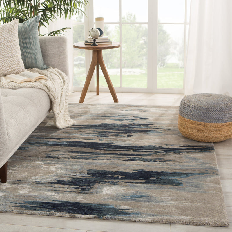 Ryenn Handmade Abstract Dark Blue/ Gray Rug by Jaipur Living