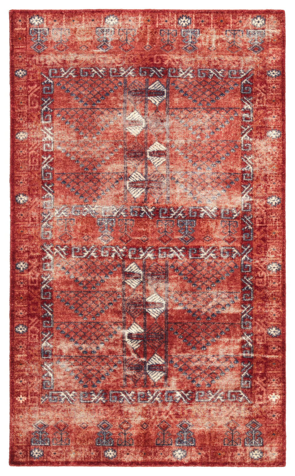 Montreal Hand-Knotted Tribal Red & Blue Area Rug