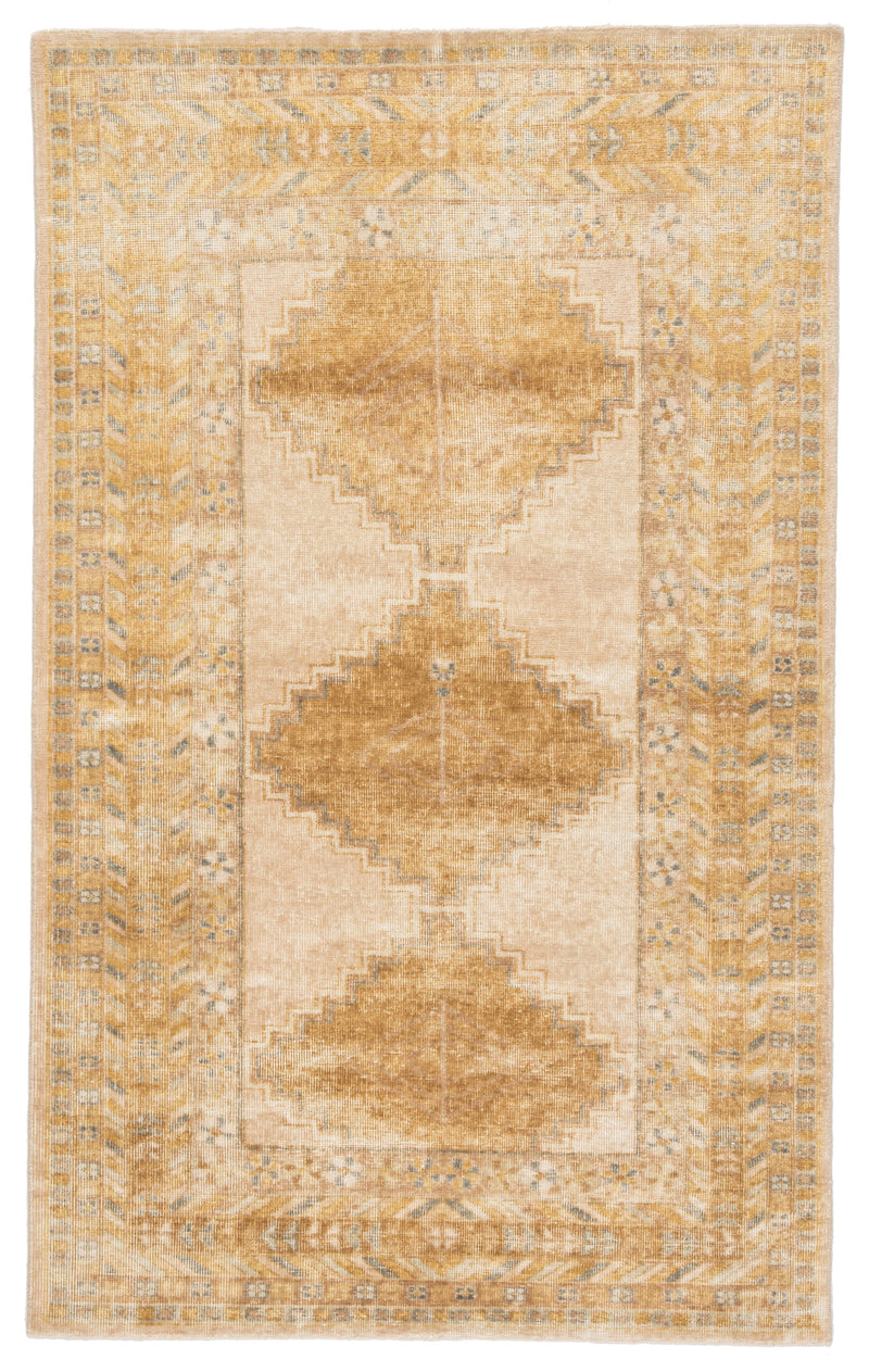 Enfield Hand-Knotted Medallion Gold & Gray Area Rug