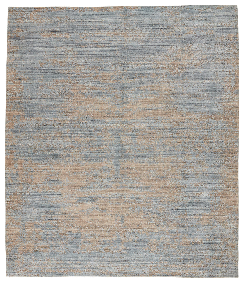 Ferelith Handmade Abstract Blue & Light Tan Rug