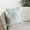 Cymbal Indoor/ Outdoor Geometric Teal/ Cream Throw Pillow