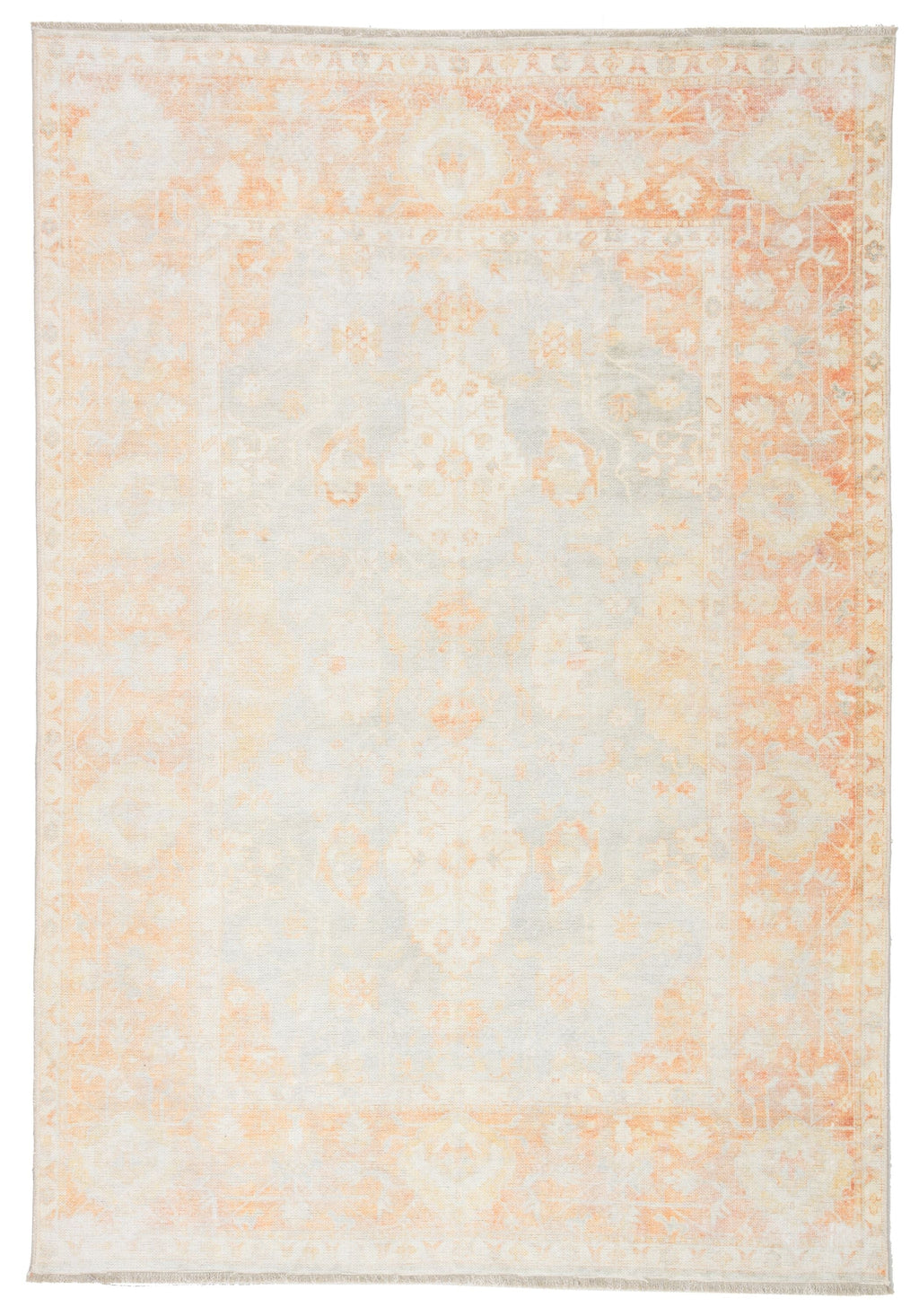 Patrin Oriental Orange & Light Gray Area Rug