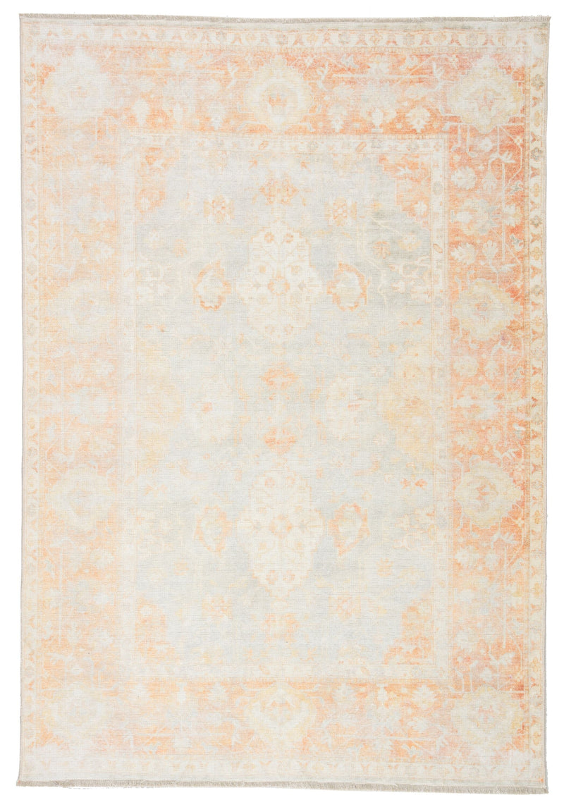 Patrin Oriental Orange & Light Gray Area Rug