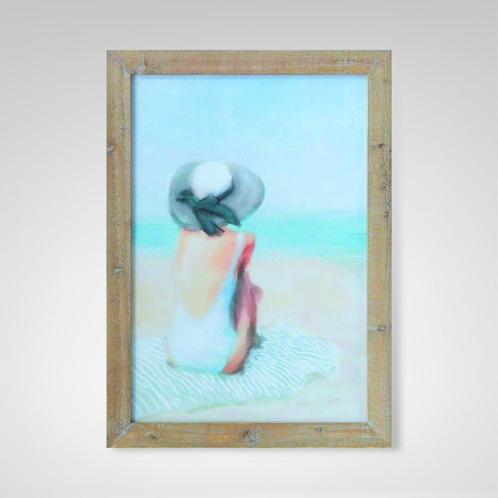 Girl on Beach Wood Framed Wall Decor