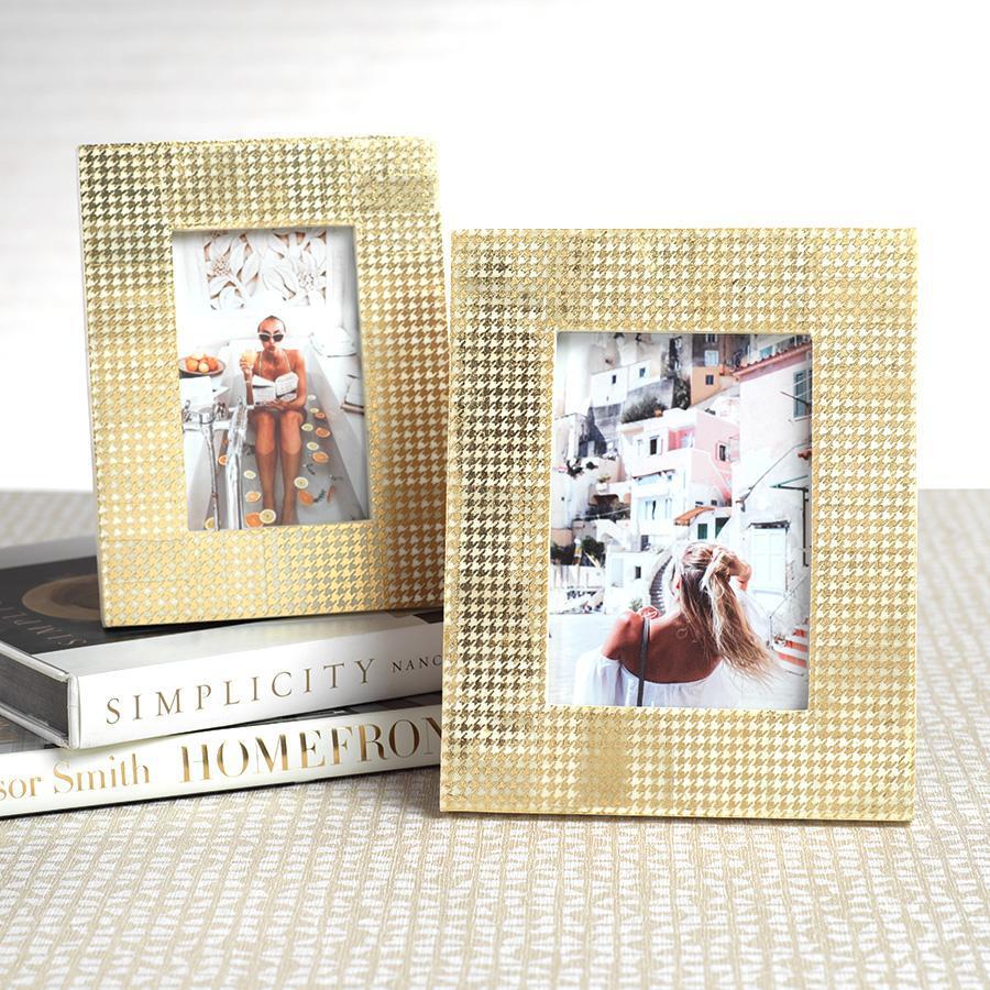 Gold Foil Houndstooth Photo Frame