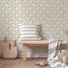 Grasscloth Fans Removable Wallpaper in Canary Gold