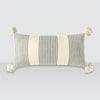 Grey Striped Lumbar Pillow with Tassels