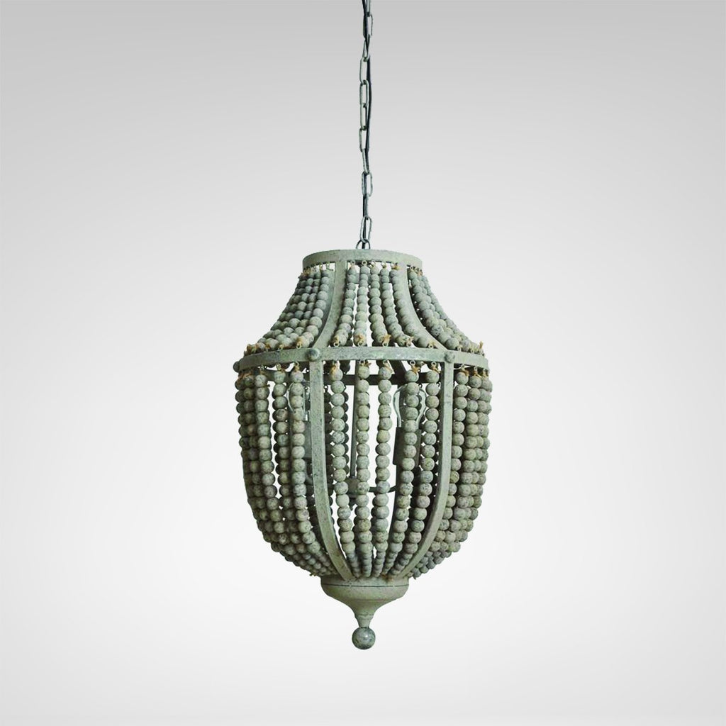 Grey Wood Bead Chandelier