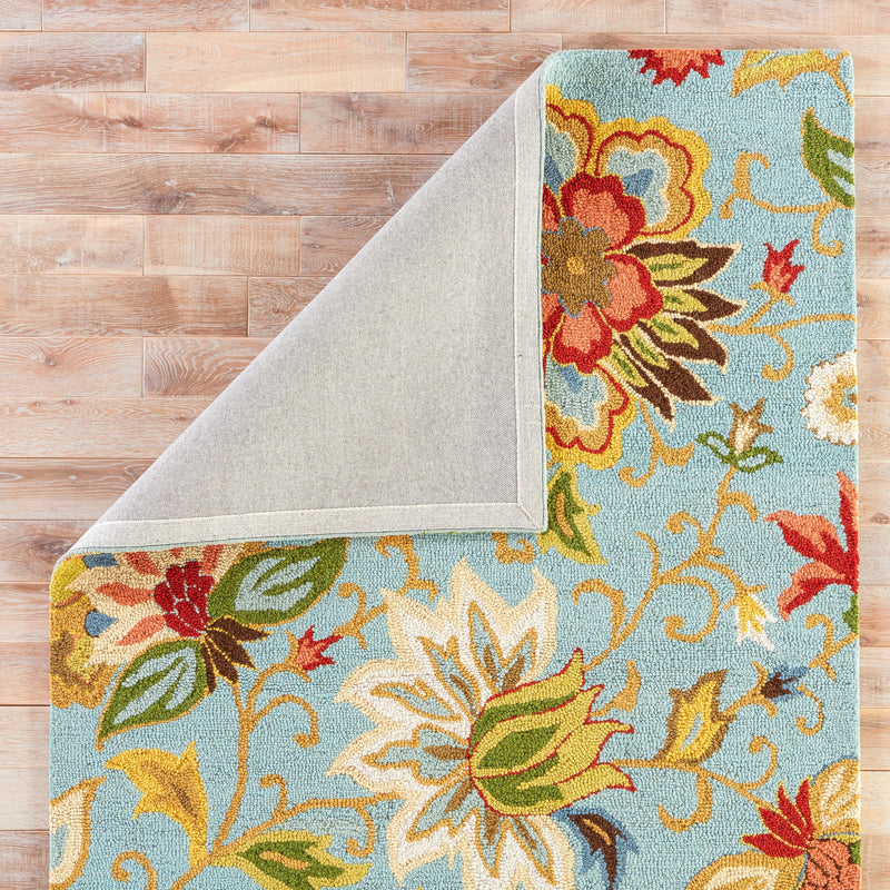 Zamora Handmade Floral Light Blue & Multicolor Area Rug