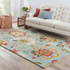 Zamora Handmade Floral Light Blue & Multicolor Area Rug