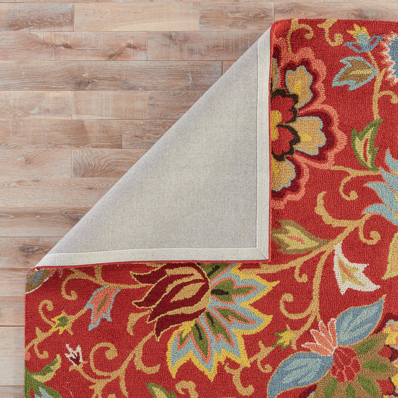 Zamora Handmade Floral Red & Multicolor Area Rug