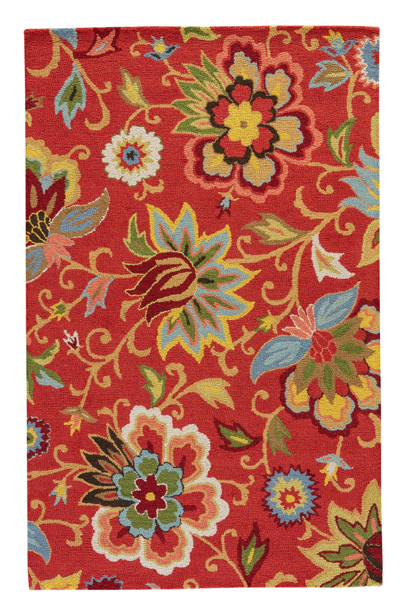 Zamora Handmade Floral Red & Multicolor Area Rug