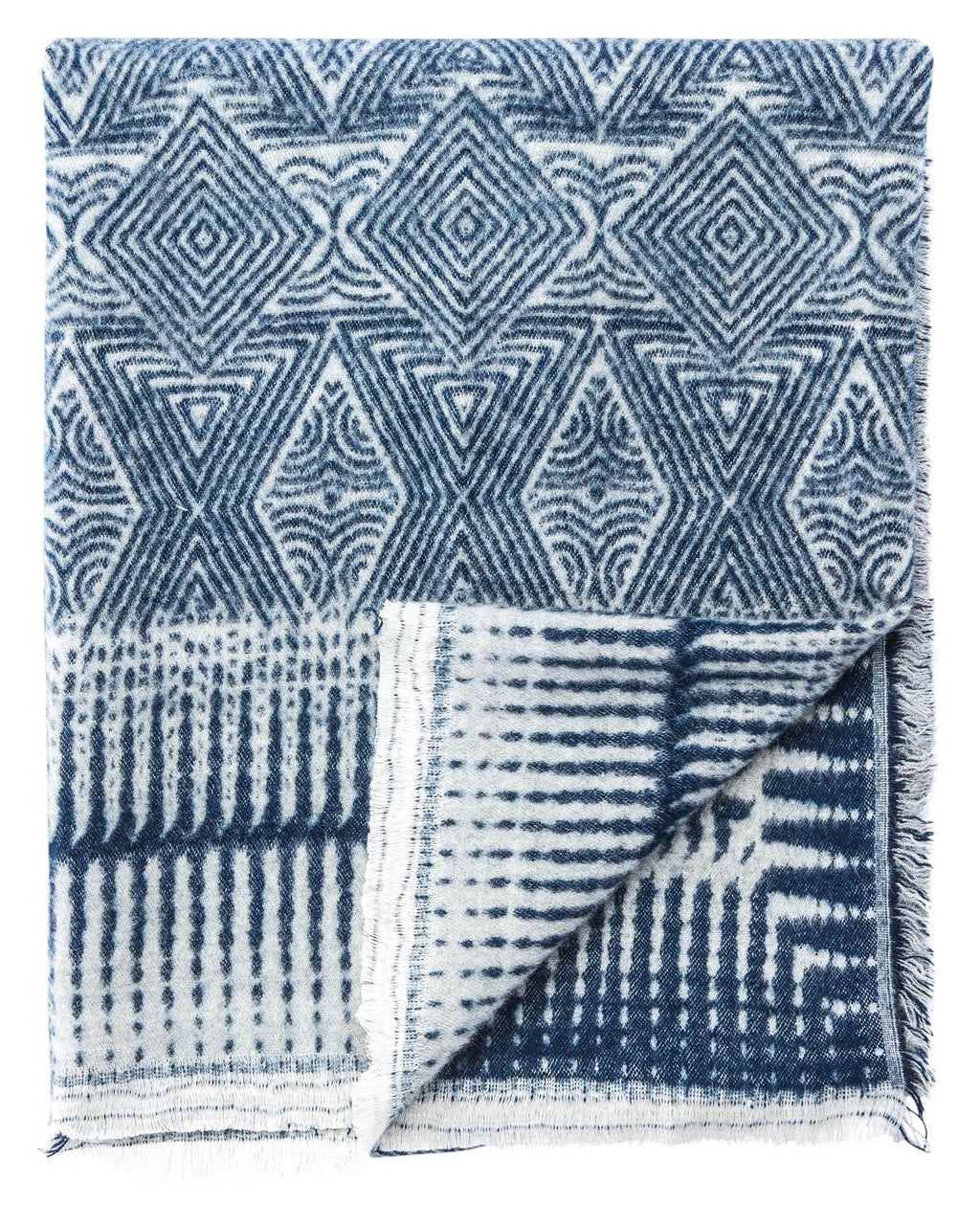 Lana Indigo & White Geometric Throw