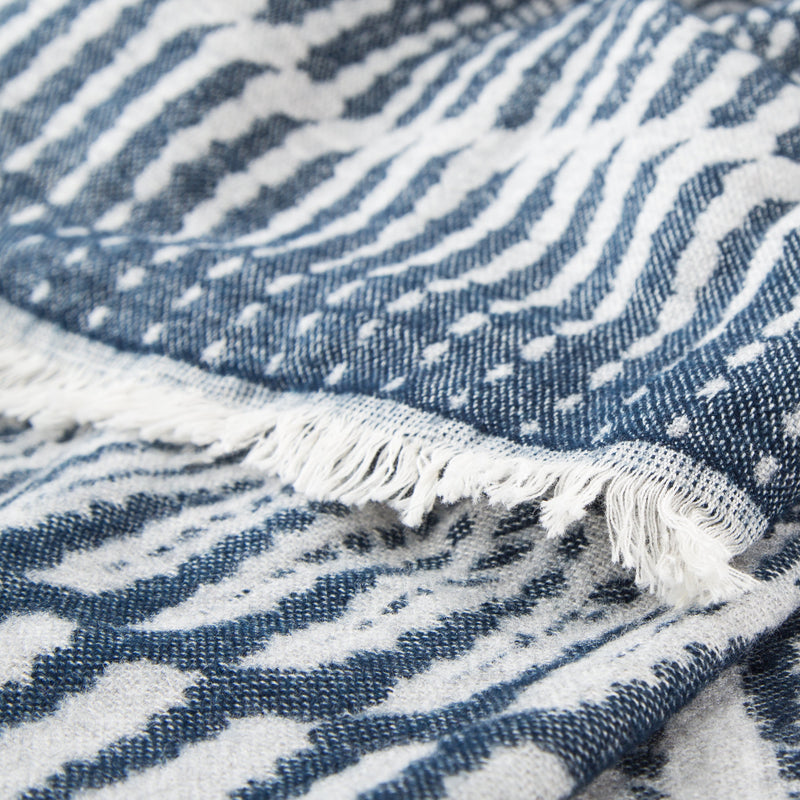 Lana Indigo & White Geometric Throw