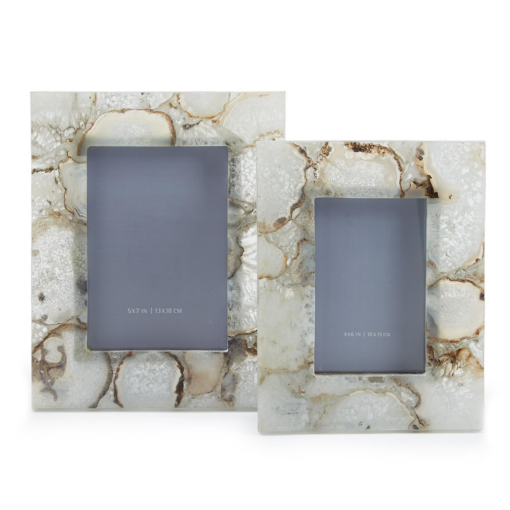 Set of 2 Natural Agate Photo Frames in Gift Box Includes 2 Sizes