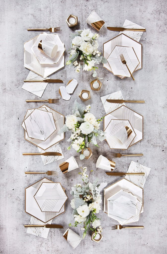 Blanc - White Marble Cocktail Paper Napkins