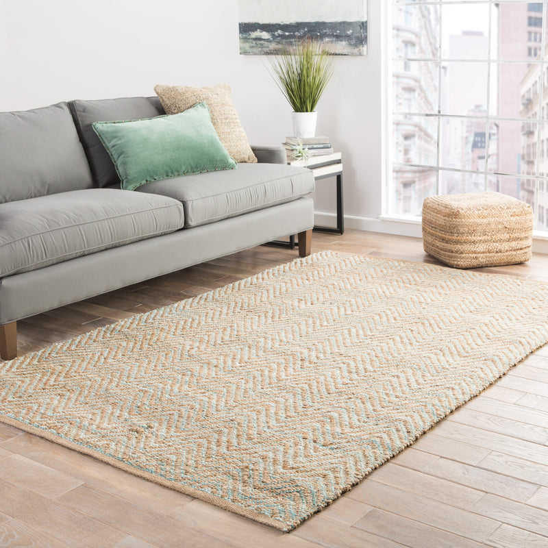 Reap Natural Chevron Tan & Green Area Rug