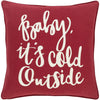 Holiday HOLI-7275 Woven Pillow in Dark Red & White by Surya