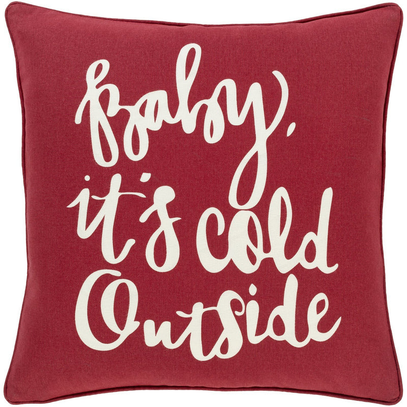 Holiday HOLI-7275 Woven Pillow in Dark Red & White by Surya