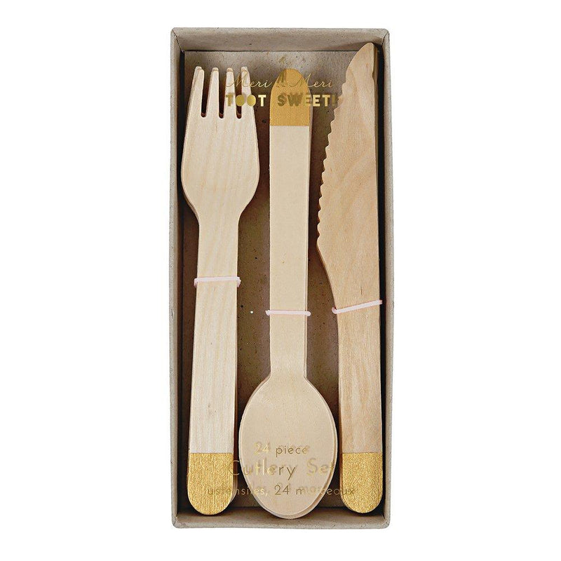 Gold Wooden Cutlery Set