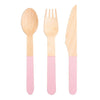 Pink Wooden Cutlery Set