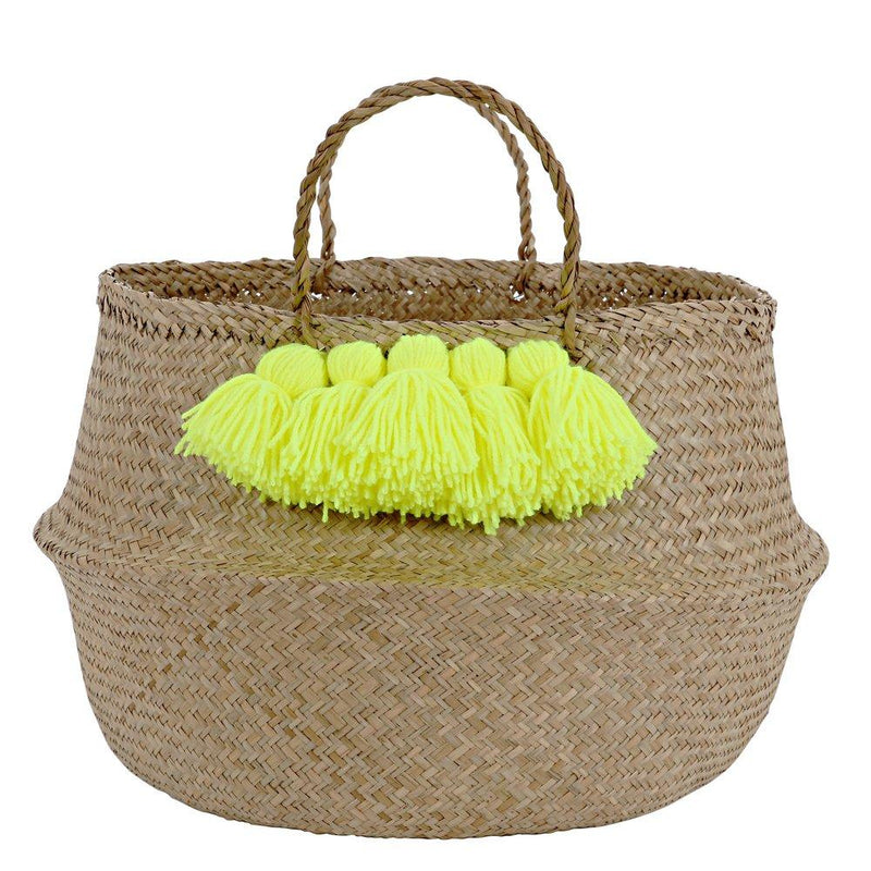 Neon Yellow Tassel Basket