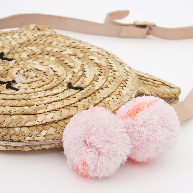 Cat Cross Body Straw Bag